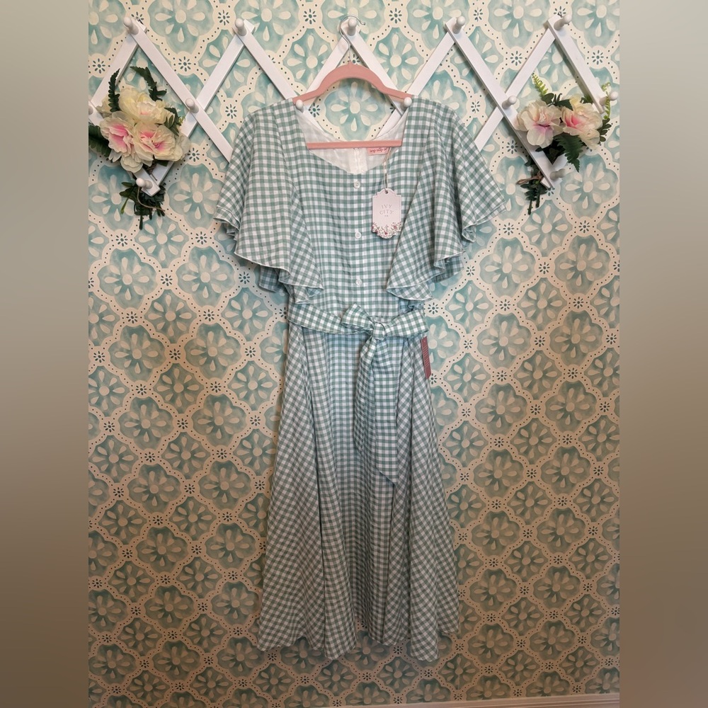 Ivy city green gingham dress